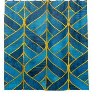 Rideaux De Douche Motif or et bleu sur grunge arrière - plan, coutu