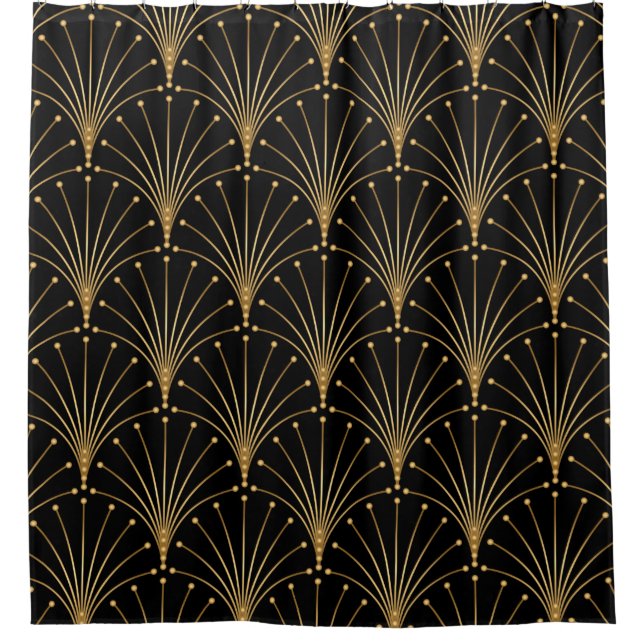 Rideaux De Douche Motif or et noir. Arrière - plan de luxe (Devant)