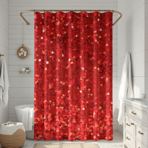 Rideaux De Douche Motif pailleté rouge scintillant