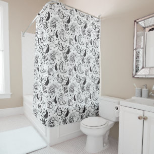 Rideaux De Douche Motif Paisley Noir & Blanc – Art Textile Élégant