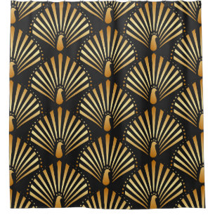 Rideaux De Douche Motif paon d'or Art déco
