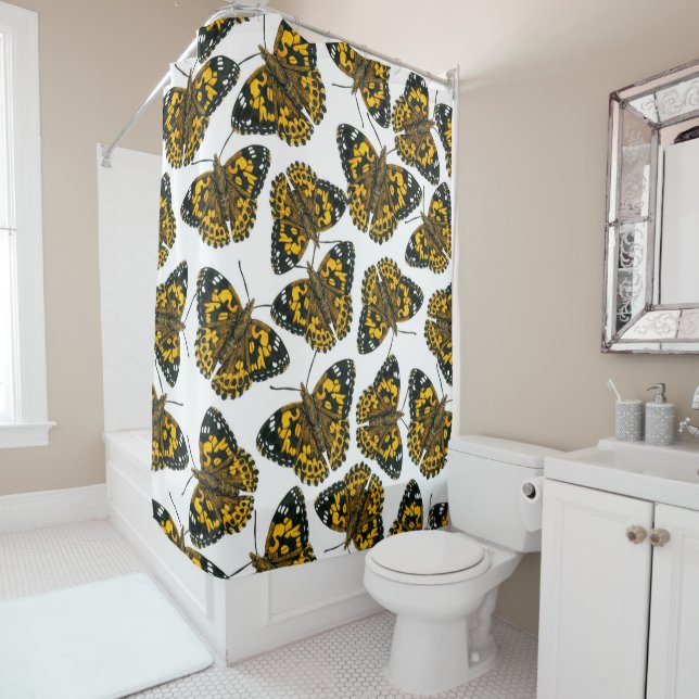 Rideaux De Douche Motif papillon de femme peinte (En situation)