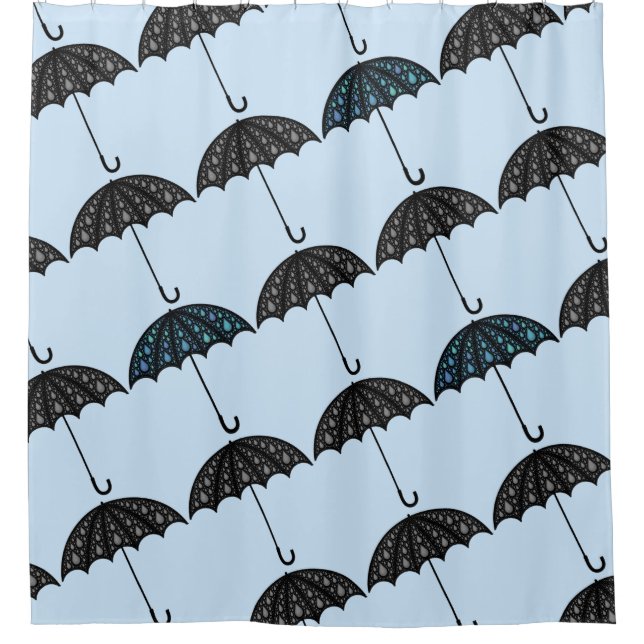Rideaux De Douche Motif parapluie gris bleu (Devant)