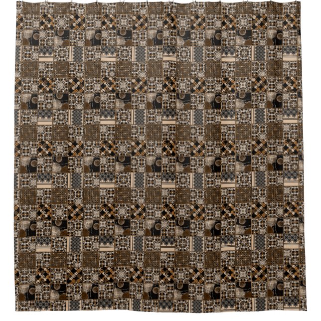 Rideaux De Douche Motif patchwork rustique (Devant)