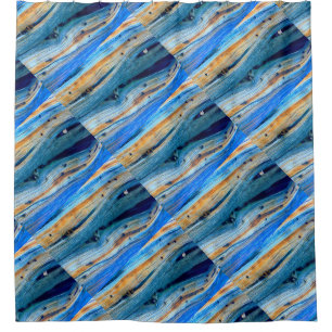 Rideaux De Douche motif patiné carton bleu