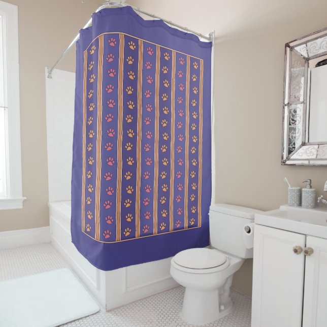 Rideaux De Douche Motif Pawprint (En situation)