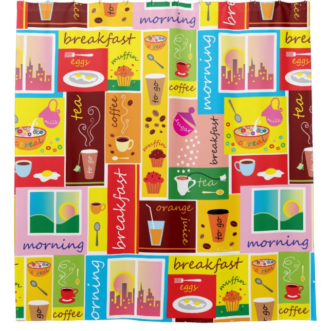 Rideaux De Douche Motif petit-déjeuner fantaisiste (Devant)