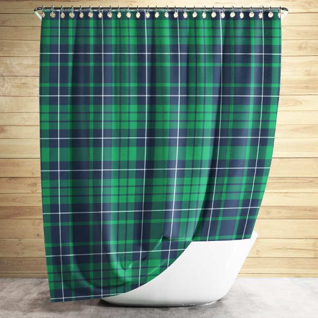 Rideaux De Douche Motif Plaid bleu rustique (Rustic Green Blue Plaid Pattern Shower Curtain)
