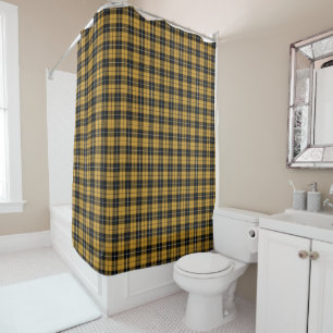 Rideaux De Douche Motif Plaid Gold et Black Sporty