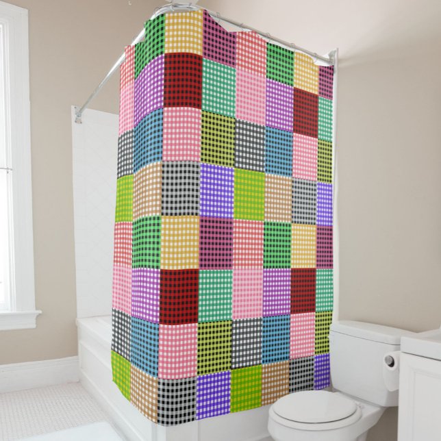 Rideaux De Douche Motif plaid multicouleur En vichy Patchwork (Créateur téléchargé)