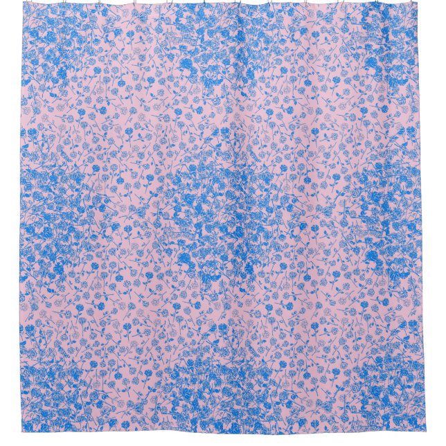 Rideaux De Douche motif plante avec rose A05.b Lpink BG (Devant)