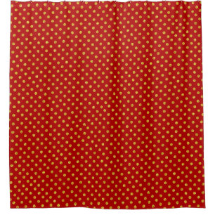 Rideaux De Douche Motif Polka-Dorts Bourgogne et Or
