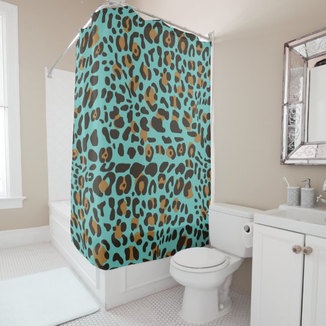 Rideaux De Douche Motif Poster de animal Leopard Jaguar (En situation)
