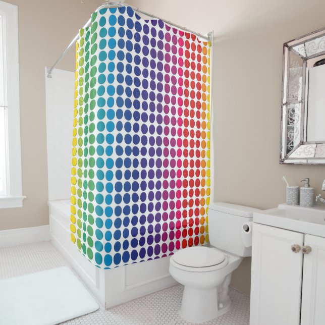 Rideaux De Douche Motif Rainbow Dots (En situation)