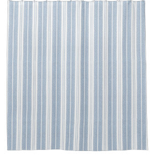 Rideaux De Douche Motif rayé à chevrons bleu doux et fougère