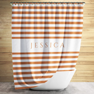Rideaux De Douche Motif rayé orange brûlé élégant