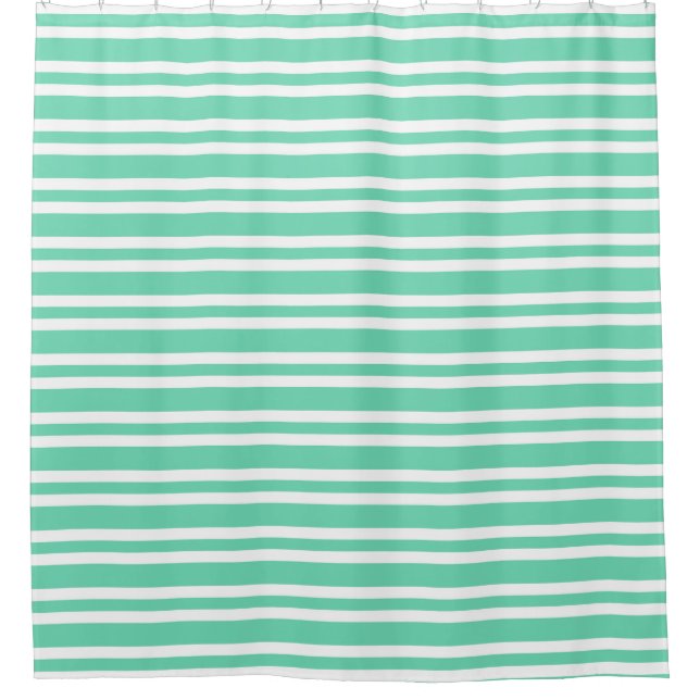Rideaux De Douche Motif Rayures Blanches Aquamarine (Devant)
