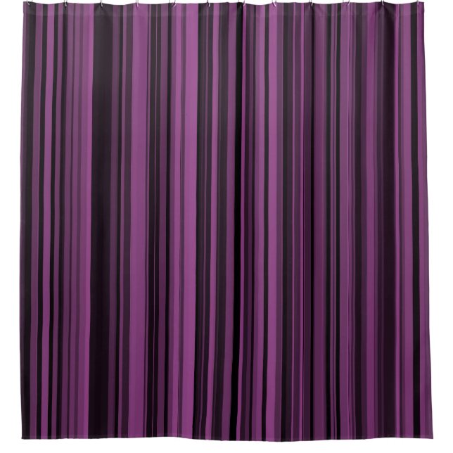 Rideaux De Douche Motif Rayures Noir Violet (Devant)