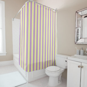 Rideaux De Douche Motif rayures pastel jaune violet moderne