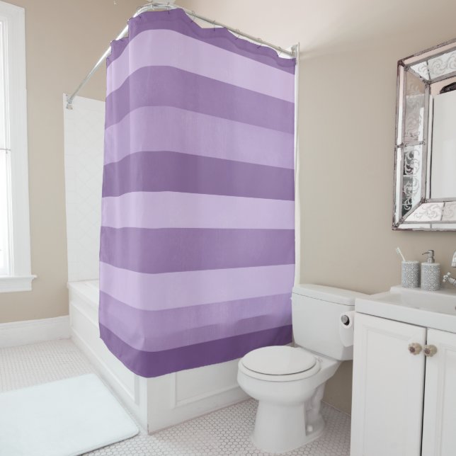 Rideaux De Douche Motif rayures texturées lavande et violet (En situation)
