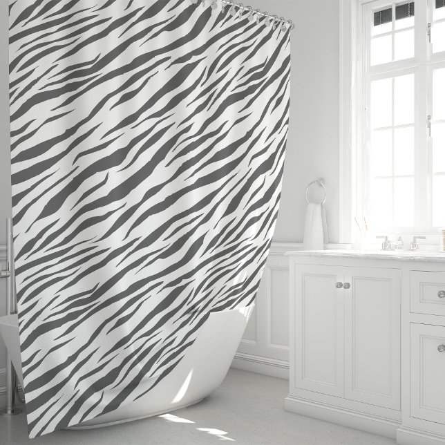 Rideaux De Douche Motif rayures zèbre gris et blanc (Créateur téléchargé)