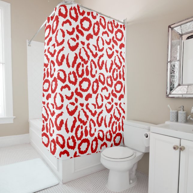Rideaux De Douche Motif Red Leopard (En situation)