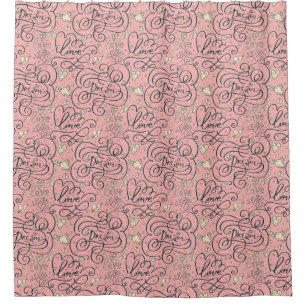 Rideaux De Douche Motif romantique avec des coeurs et des oiseaux