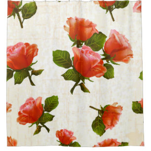 Rideaux De Douche motif rose, arrière - plan vintage.