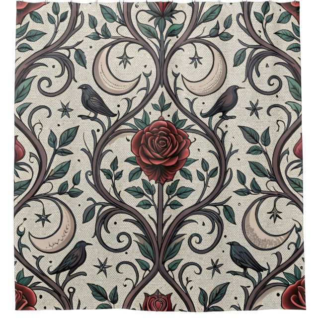 Rideaux De Douche Motif Rose Gothique Foncé (1) (Devant)