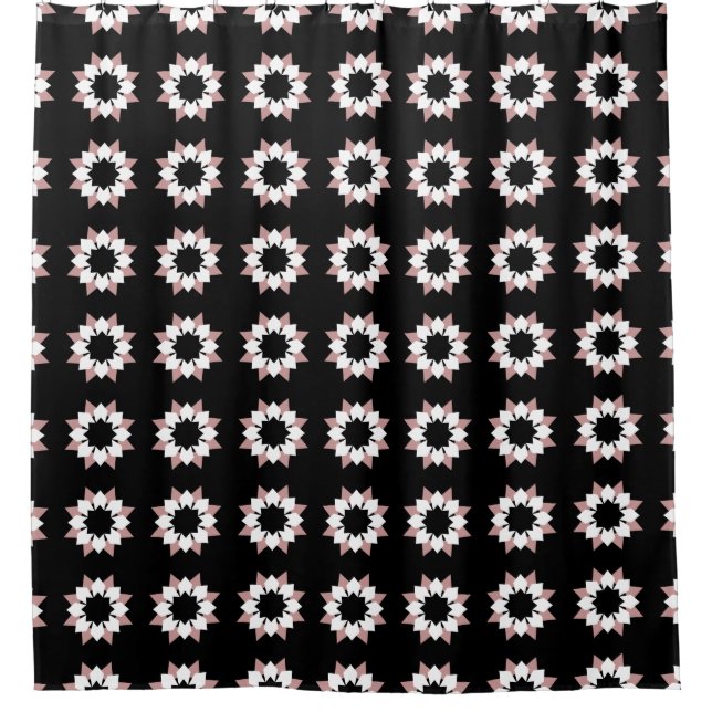 Rideaux De Douche Motif rose noir et blanc (Devant)