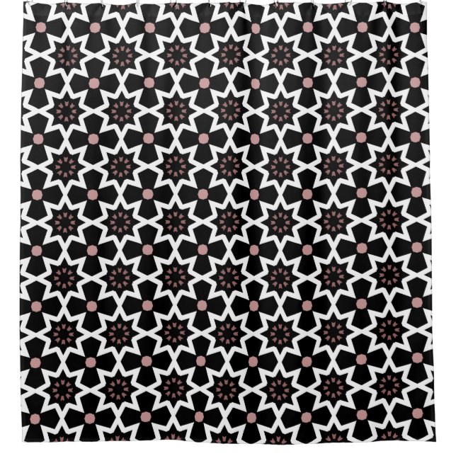 Rideaux De Douche Motif rose noir et blanc (Devant)