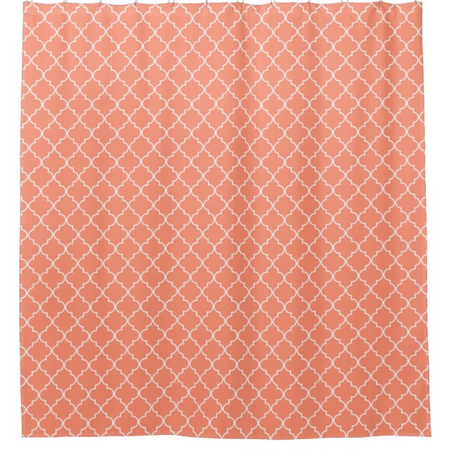Rideaux De Douche Motif rouge de corail de Quatrefoil (Devant)