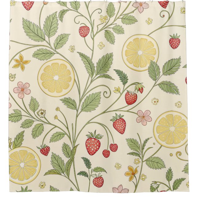 Rideaux De Douche Motif rustique de fraise et d'agrumes (1) (Devant)