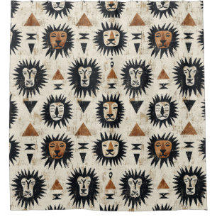 Rideaux De Douche Motif Safari Lion Tribal