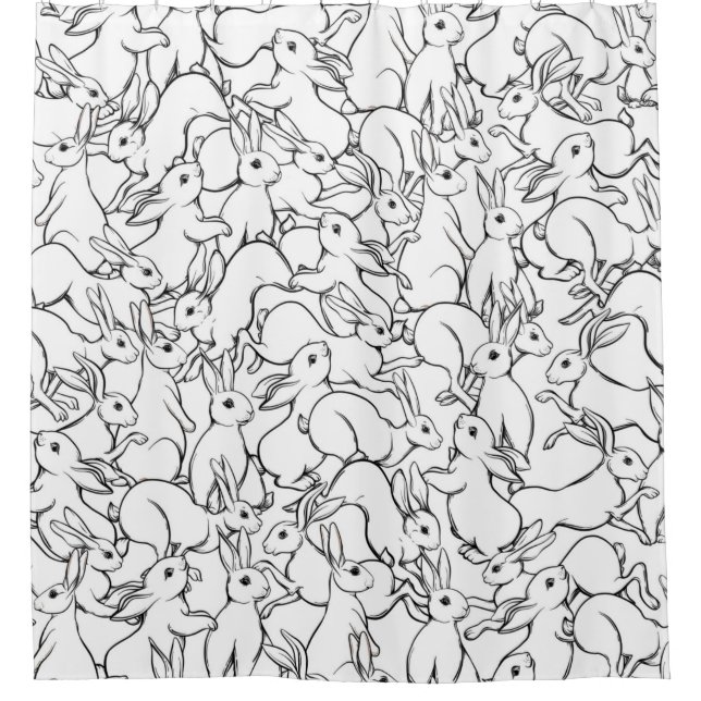 Rideaux De Douche Motif sans couture, arrière - plan avec des lapins (Devant)