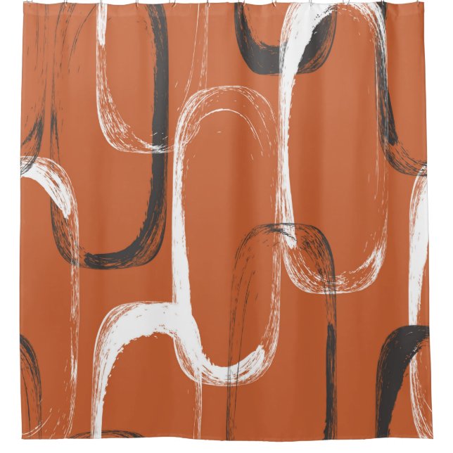 Rideaux De Douche Motif sans couture avec aquarelle orange  (Devant)