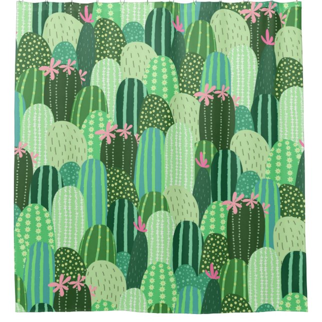 Rideaux De Douche Motif sans couture avec cactus (Devant)
