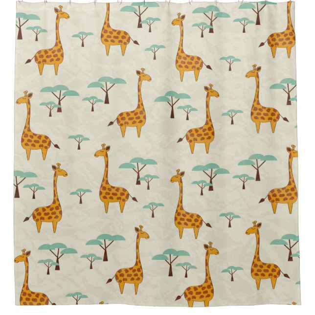 Rideaux De Douche Motif sans couture avec de jolies girafes et des a (Devant)