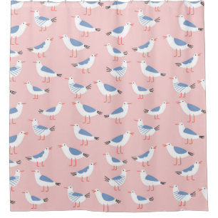 Rideaux De Douche Motif sans couture avec de mignons mouettes