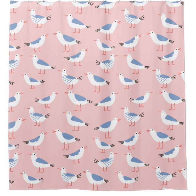 Rideaux De Douche Motif sans couture avec de mignons mouettes (Devant)