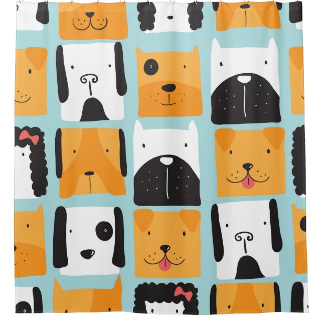 Rideaux De Douche Motif sans couture avec des chiens mignons.  (Devant)