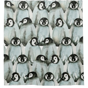 Rideaux De Douche Motif sans couture avec des pingouins mignons