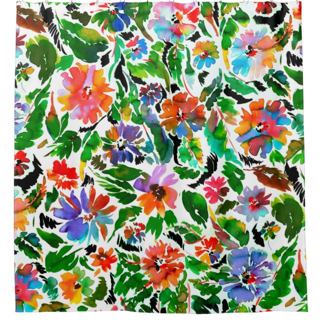 Rideaux De Douche Motif sans couture avec fleurs  (Devant)