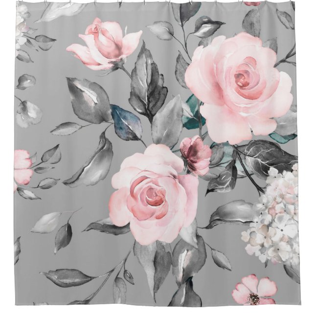 Rideaux De Douche Motif sans couture avec fleurs de printemps et feu (Devant)