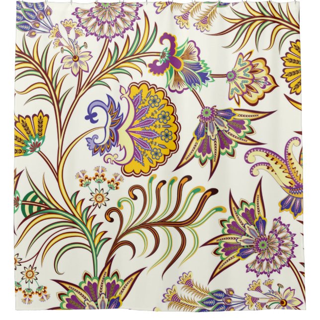 Rideaux De Douche Motif sans couture avec floral cachemire (Devant)