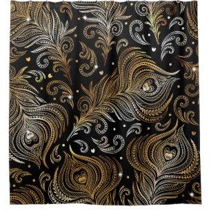 Rideaux De Douche Motif sans couture avec plumes de paon. D libre