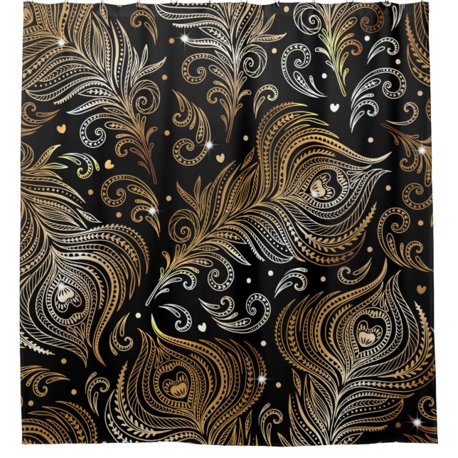 Rideaux De Douche Motif sans couture avec plumes de paon. D libre (Devant)