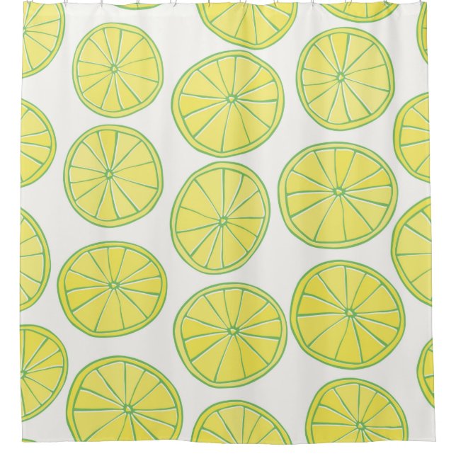 Rideaux De Douche Motif sans couture avec tranches de citron jaune s (Devant)