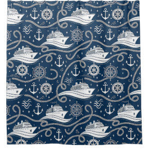 Rideaux De Douche Motif sans couture de croisière nautique