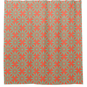 Rideaux De Douche Motif sans couture de fleurs d'aquamarine corail